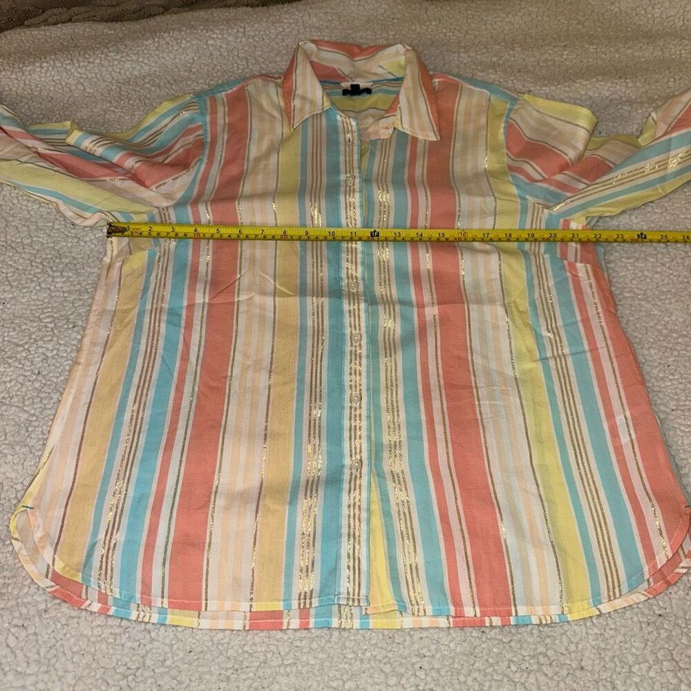 Talbots Petites Xlp Collared Button Colorful Meta… - image 8